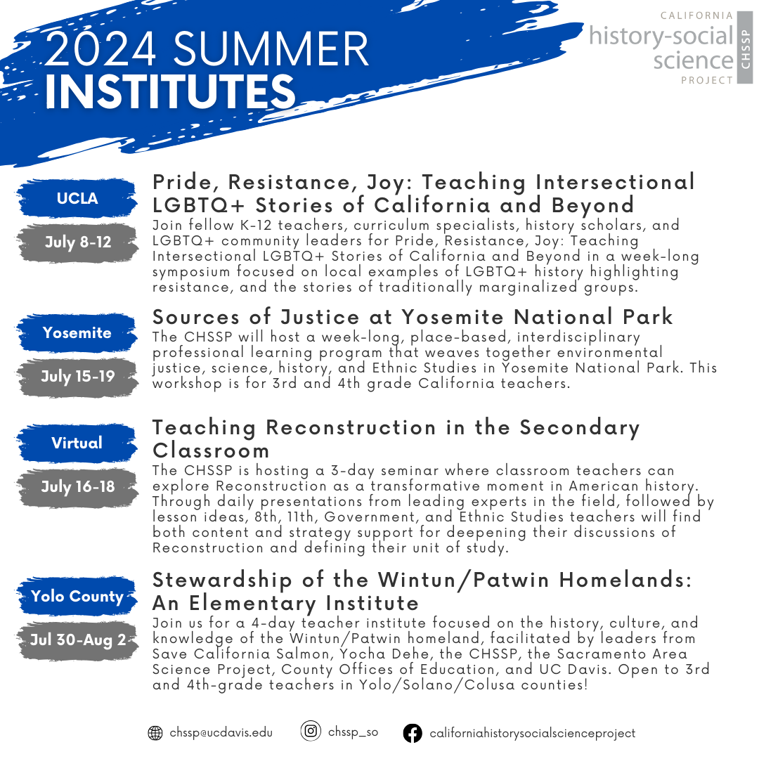 2024 CHSSP Summer Institutes California HistorySocial Science Project